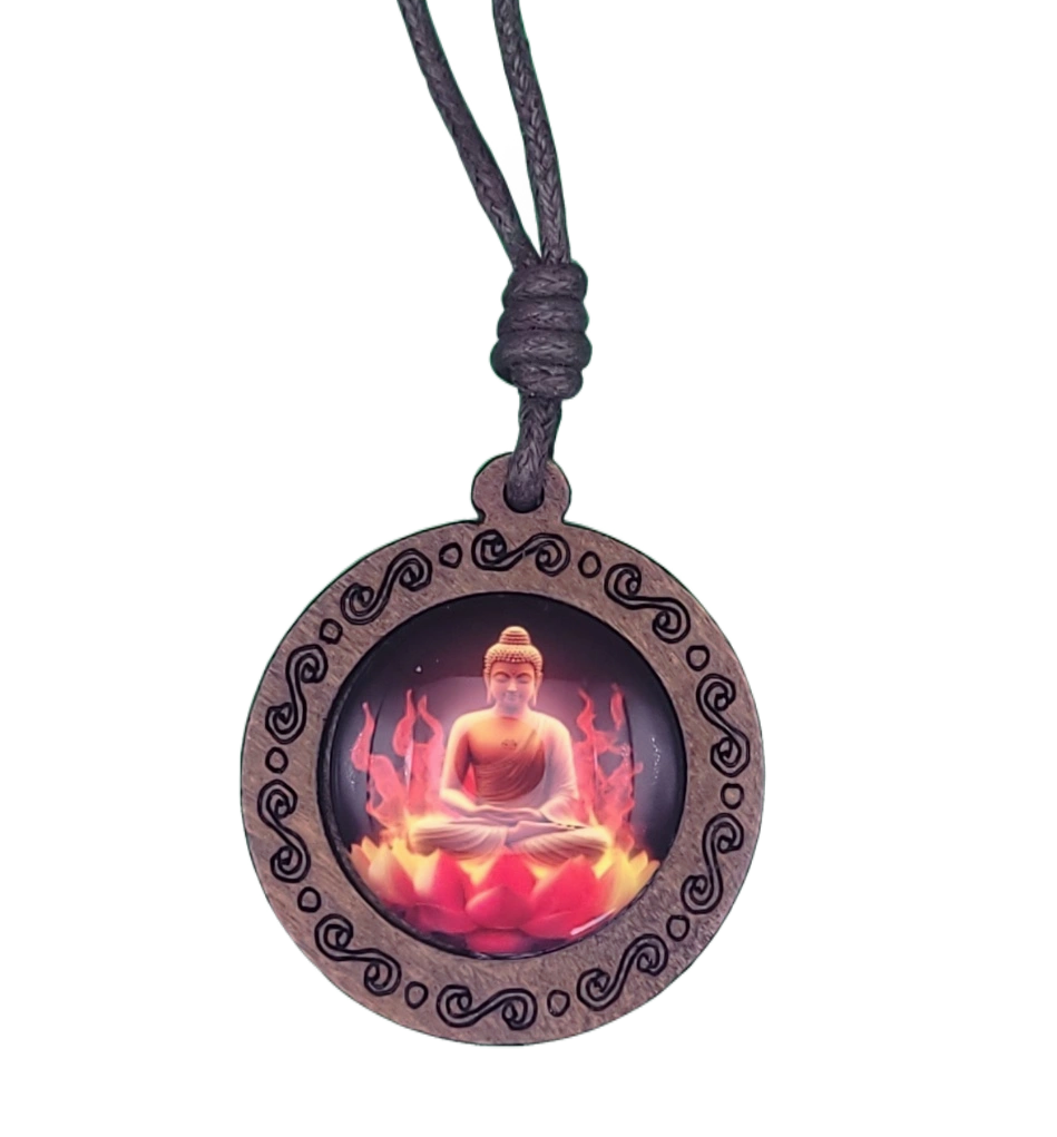 Collier Pendentif Bouddha Lotus Feu