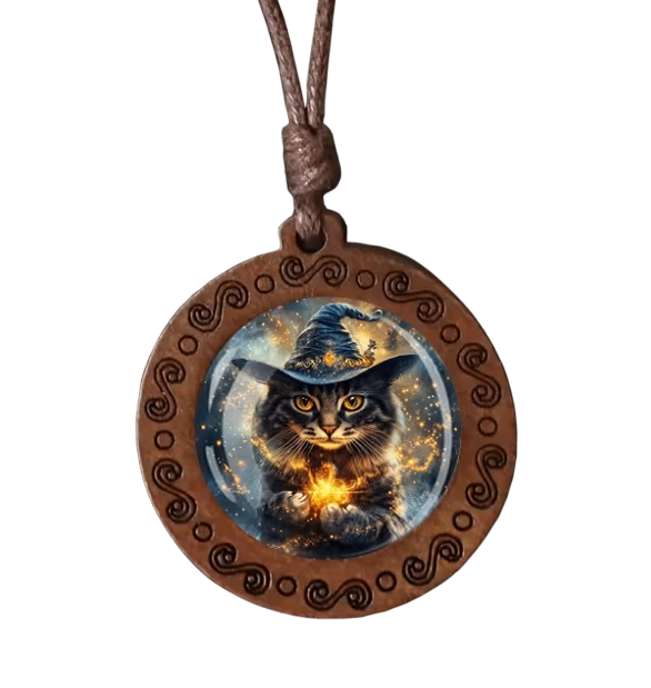 Collier Pendentif Chat Sorcier
