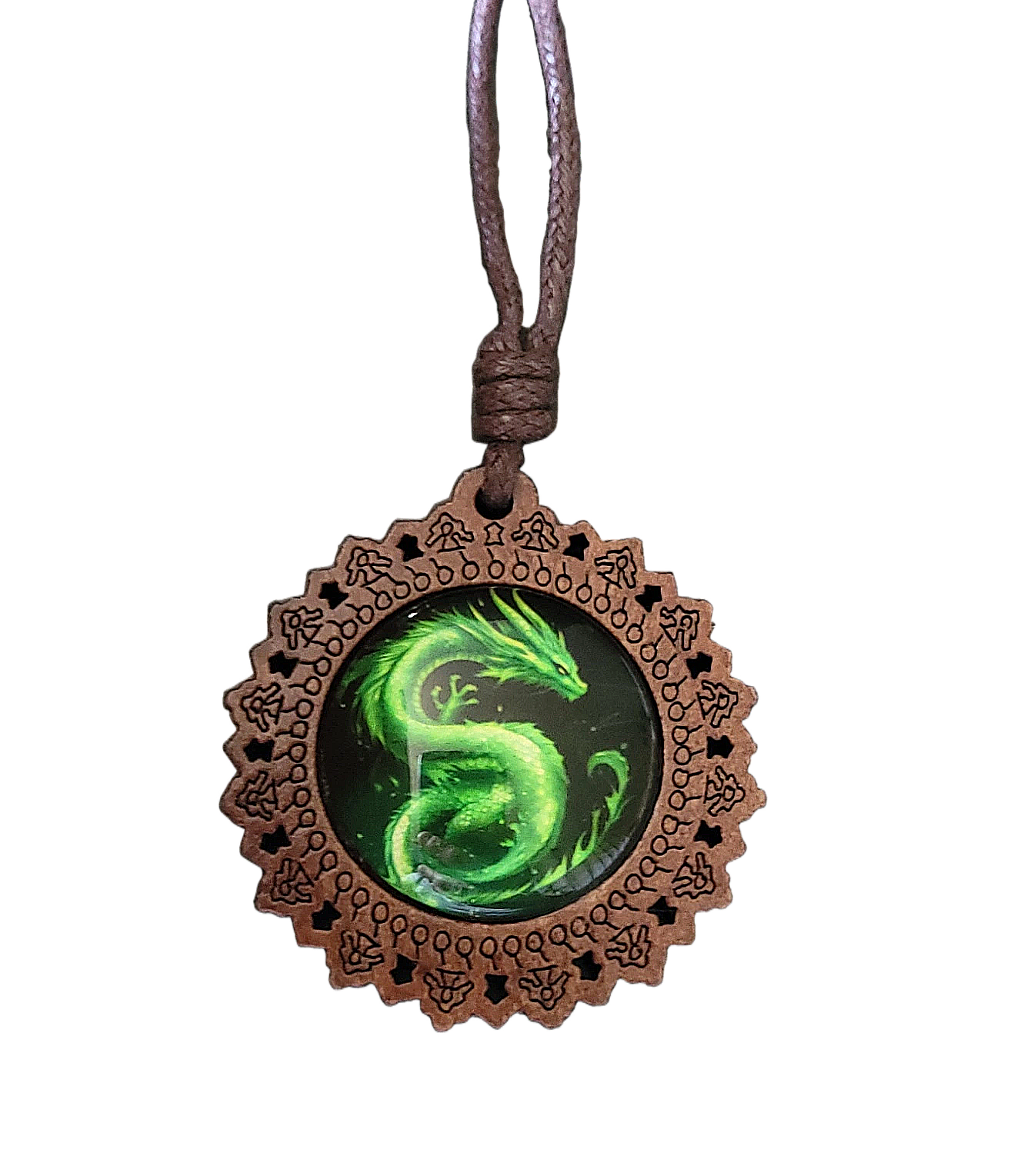 Collier Pendentif Dragon Vert Émeraude
