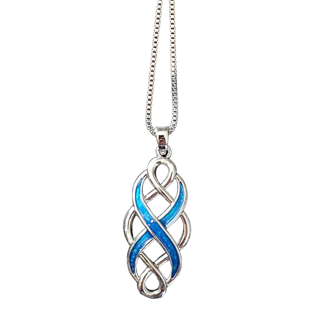 Collier Pendentif Nœud Celtique de l’Éternité Bleue