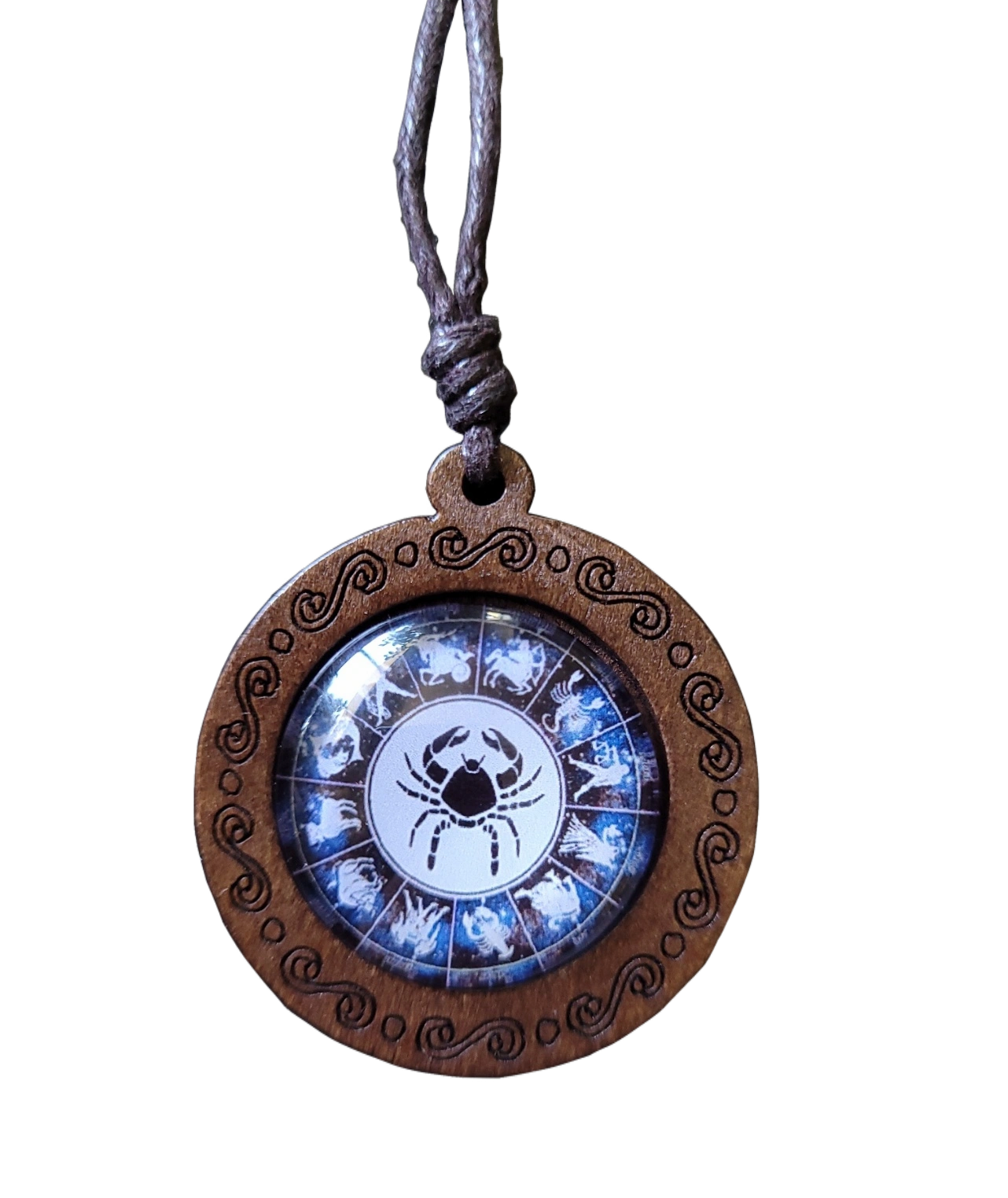 Collier Pendentif Zodiaque Cancer Bleu/Blanc