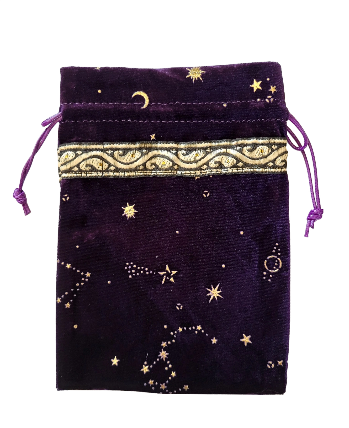 Pochon Velours Mauve Etoilé avec Frise