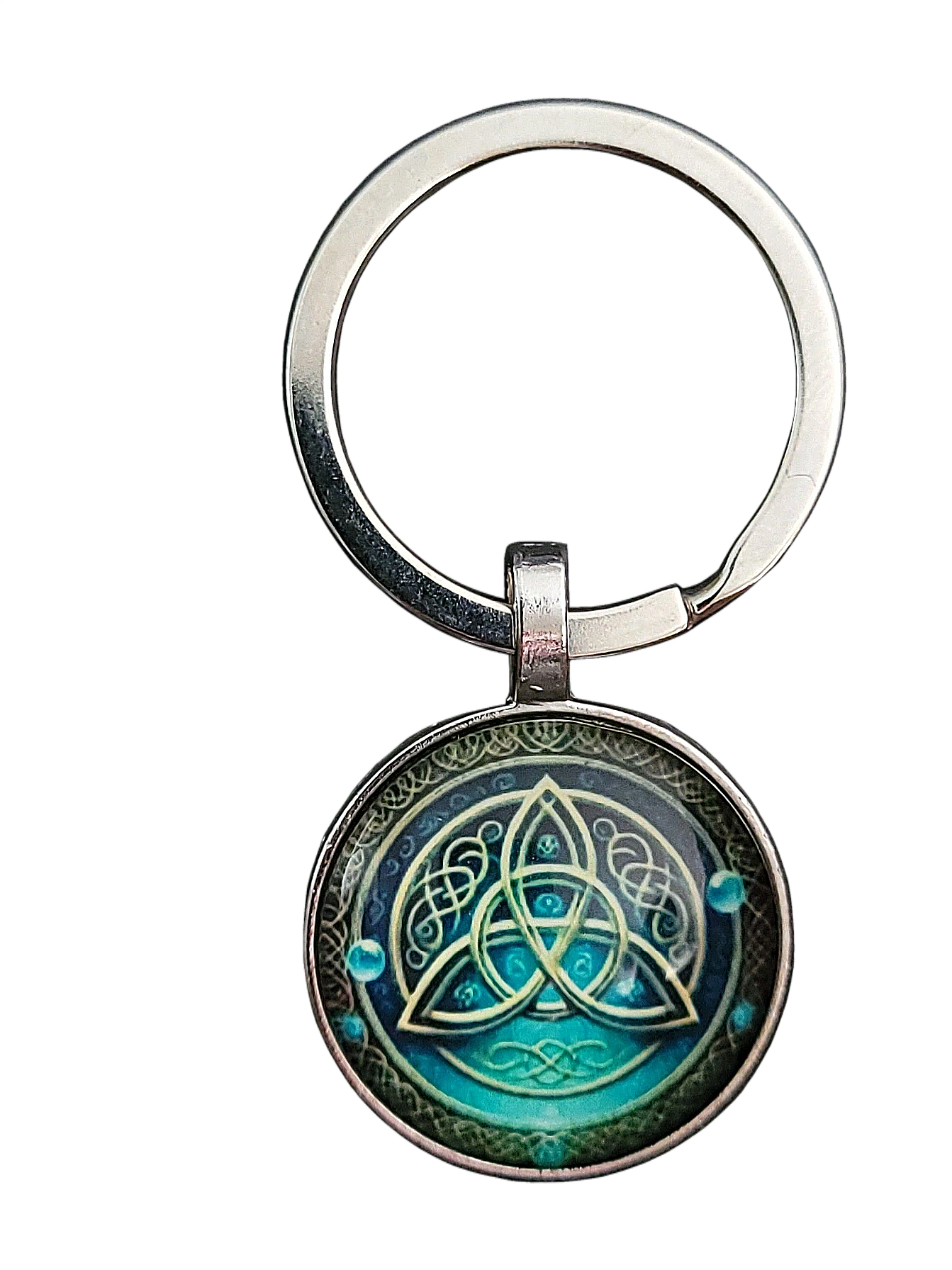Porte-clefs Noeud Celtique fond vert